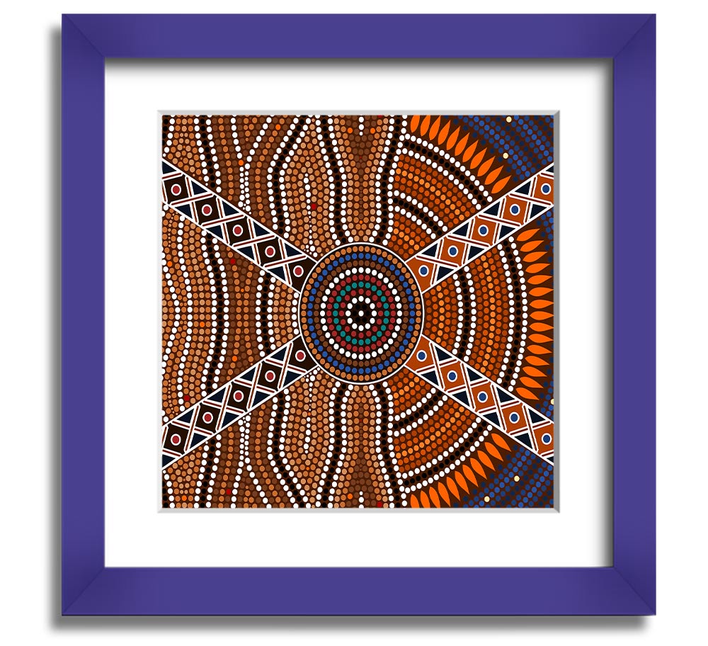 Aboriginal Pattern 2 Square Framed Print showcasing intricate designs in a stylish frame.